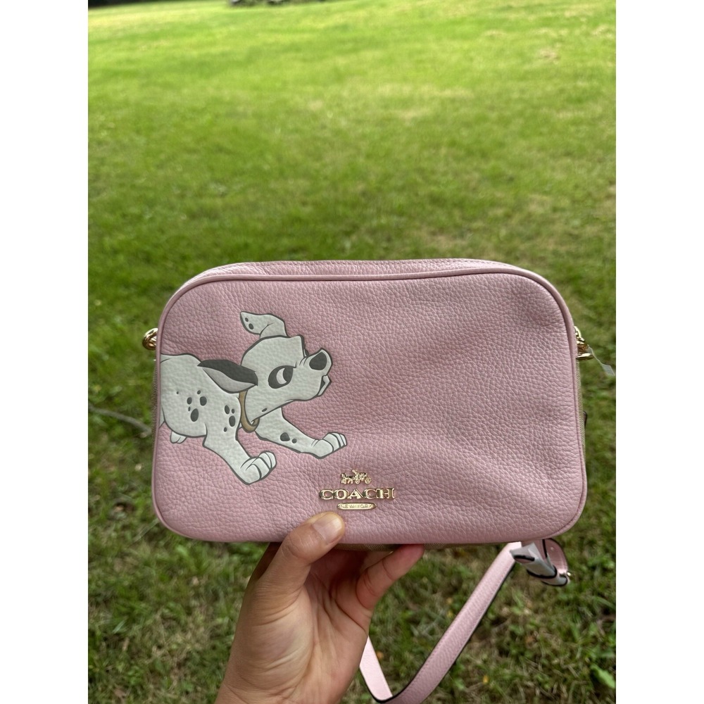Disney X Coach 101 Dalmatians Signature Pink Pebbled Leather Crossbody Purse New